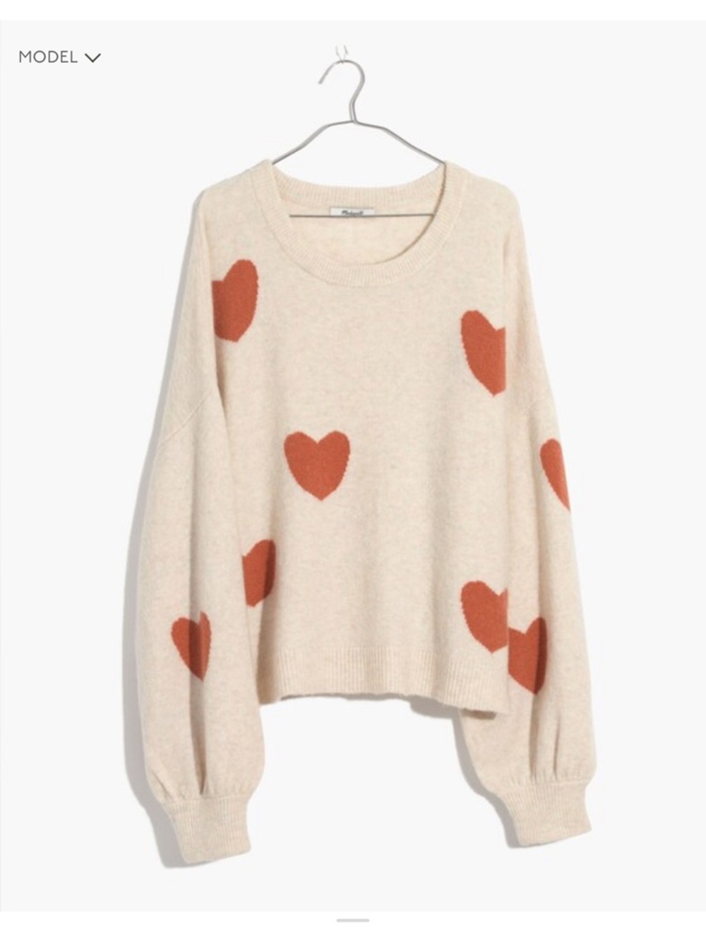 Madewell Cream Crewneck Sweater with Heart Motif - Picture 5 of 11